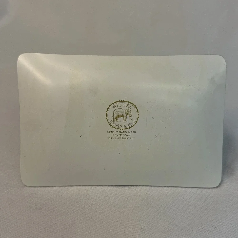 Michel Design Works Floral Glass Trinket Tray Jewelry Soap Dish Botanical
